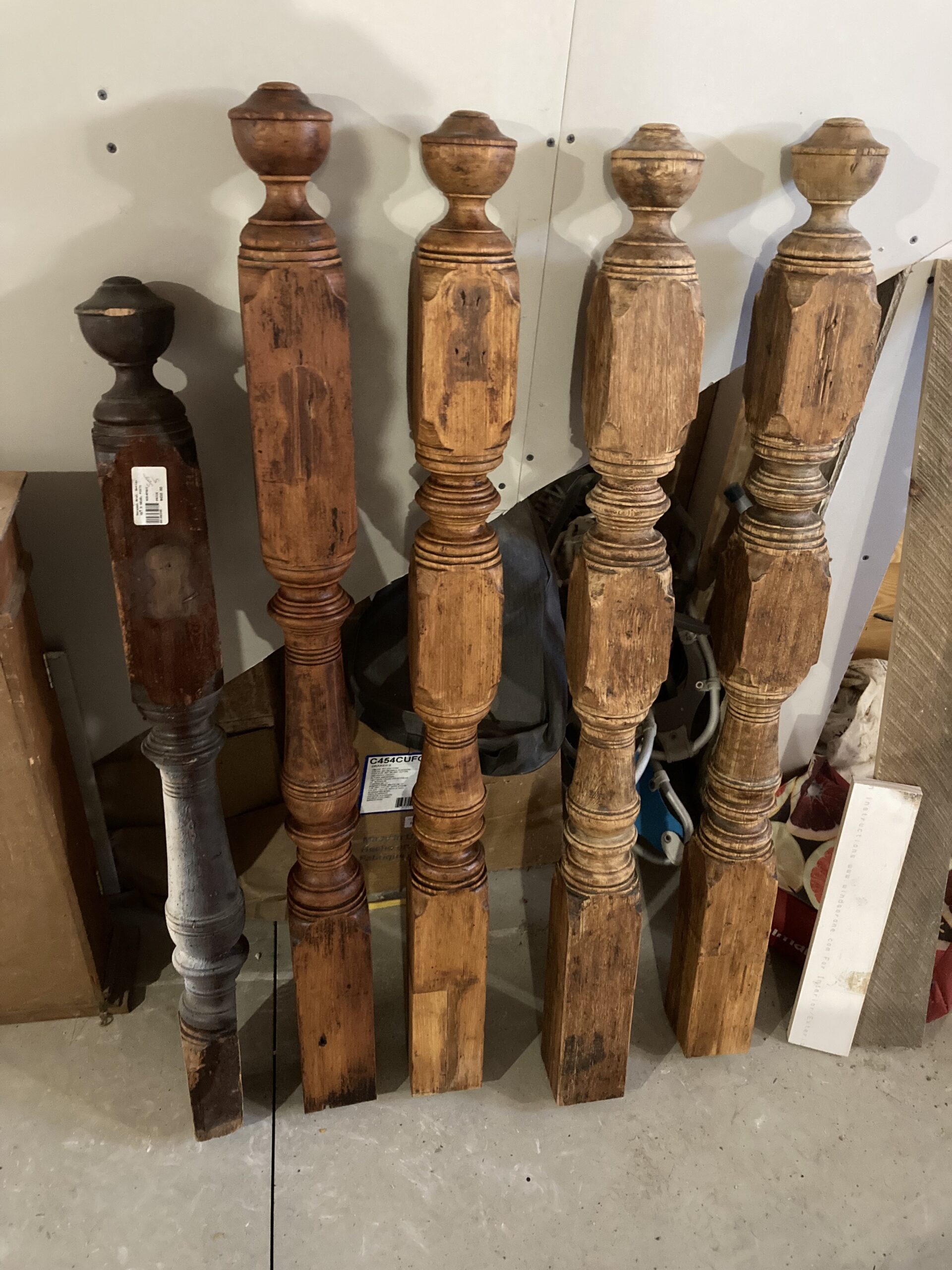 newel posts found in architectural salvage