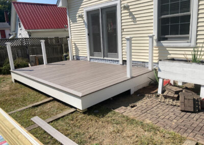 construction of deck with posts in place