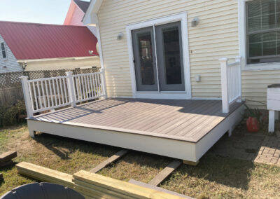 Deck with railings in place